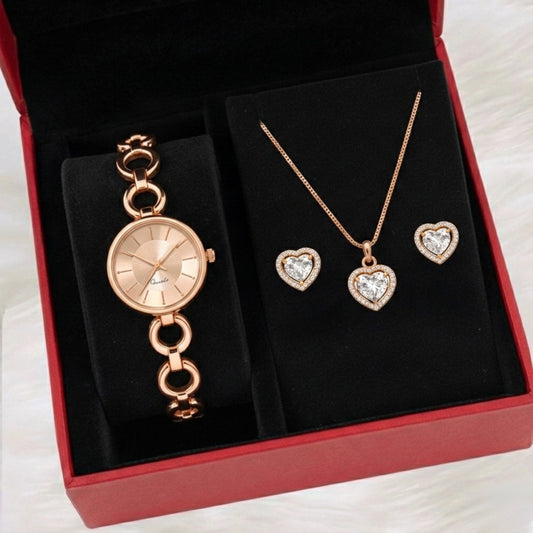 Rose Gold Heart Timepiece Set