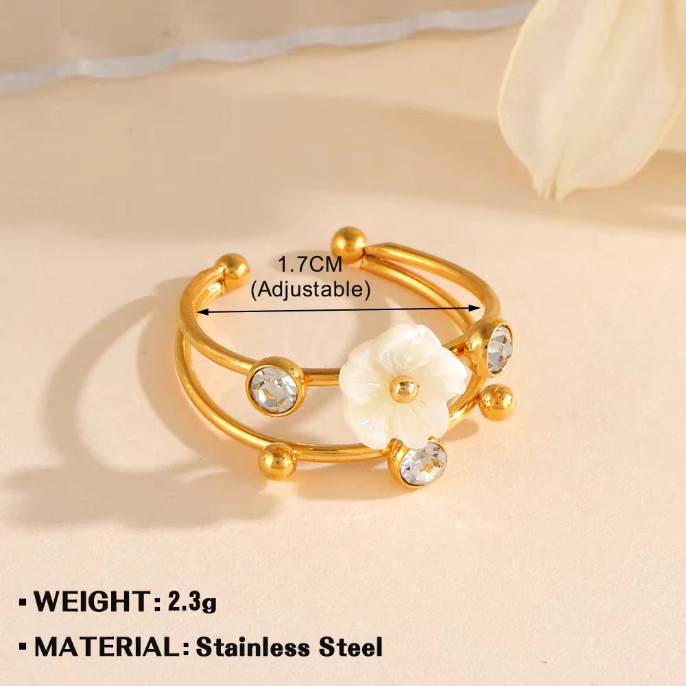 Daisy Dreams 18k gold plated floral ring -Adjustable style Forever Luxe