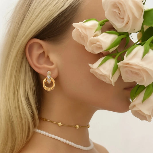 18k gold-plated Knot Crystal Stud Earrings - Forever Luxe