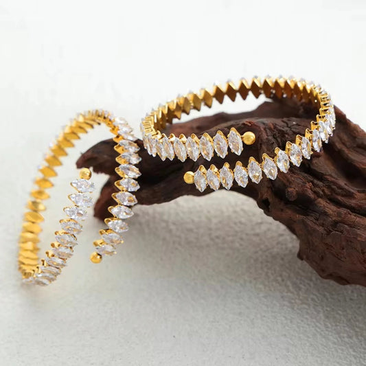 Crystal Tide Tennis 18K Gold-Plated CZ Bracelet Forever Luxe