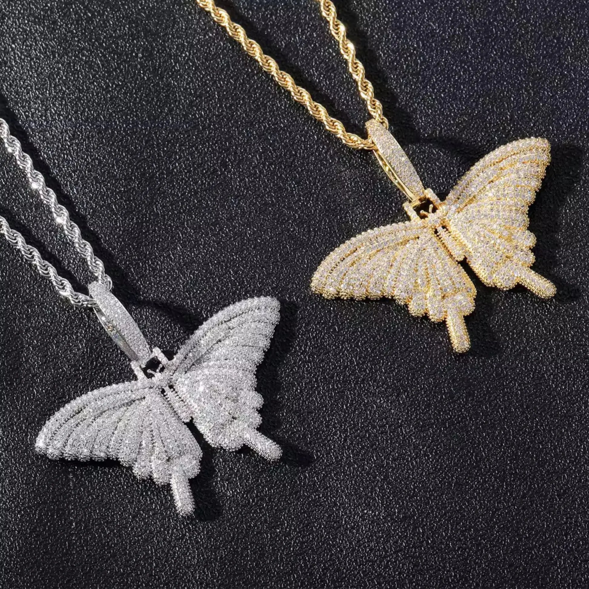 Gemstone Butterfly Crystal Pendant Necklace Forever Luxe