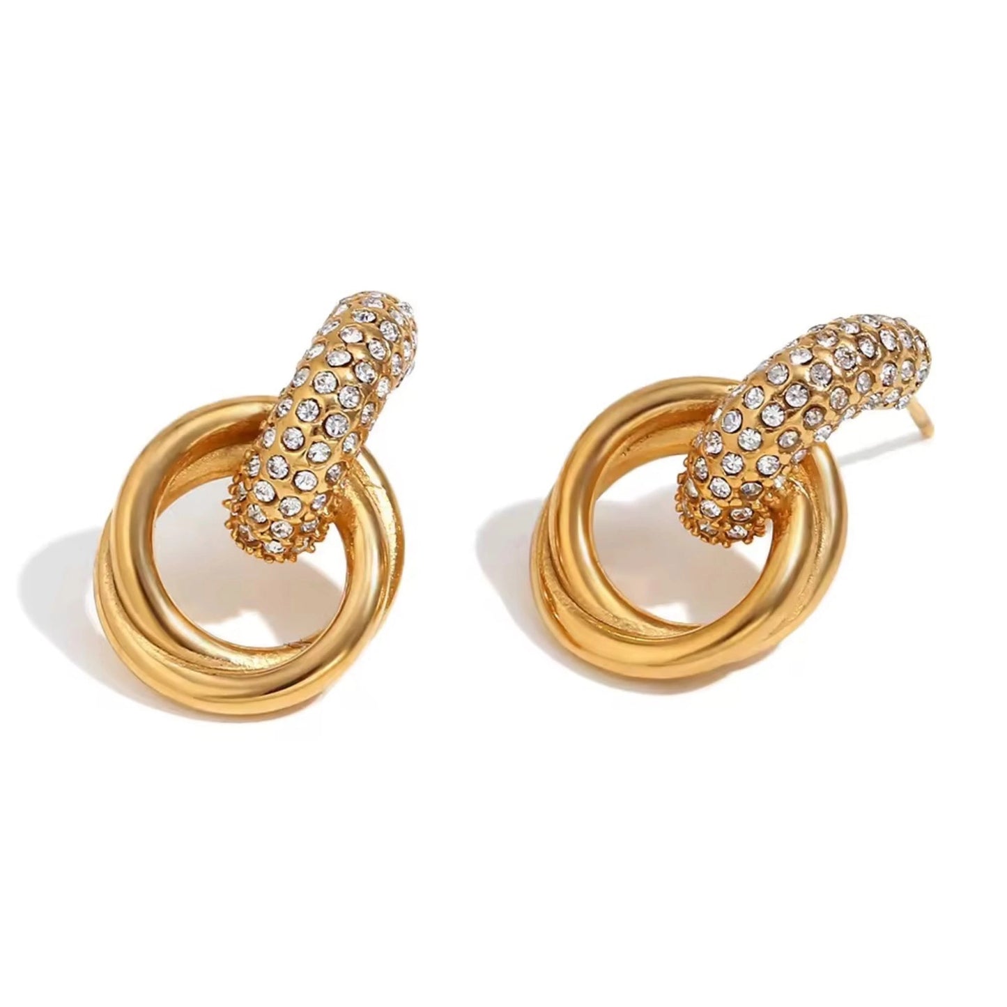 18k gold-plated Knot Crystal Stud Earrings Forever Luxe