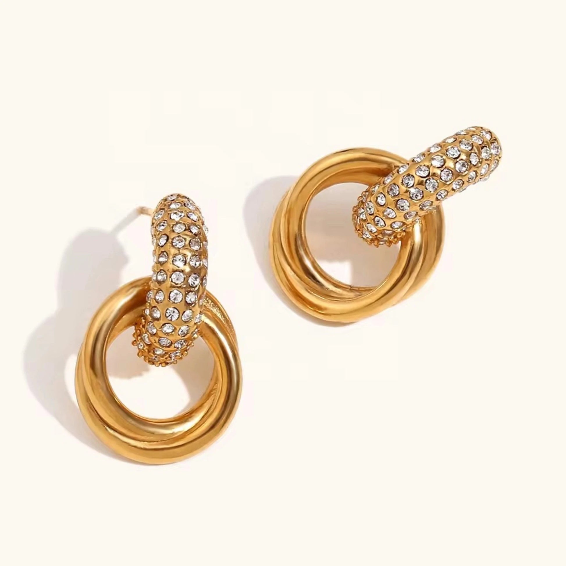 18k gold-plated Knot Crystal Stud Earrings Forever Luxe