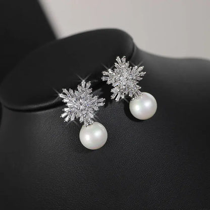 Sparkling Snowflakes Zirconia Necklace Set My Store