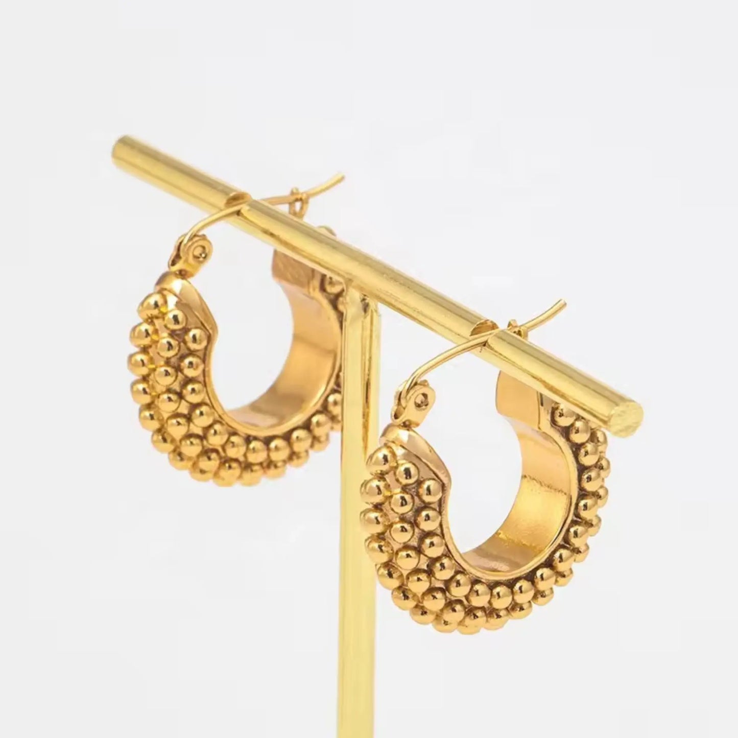 Classic Golden Granule Hoops Forever Luxe