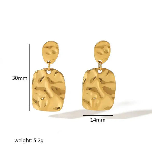 Hammered Gold Drop Earrings My Store