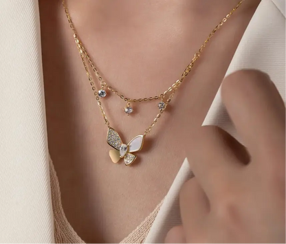 Celestial Radiance Flutter 18K Gold-Plated 925 Silver Necklace - Forever Luxe