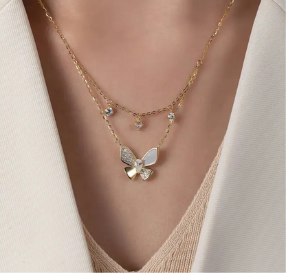 Celestial Radiance Flutter 18K Gold-Plated 925 Silver Necklace - Forever Luxe
