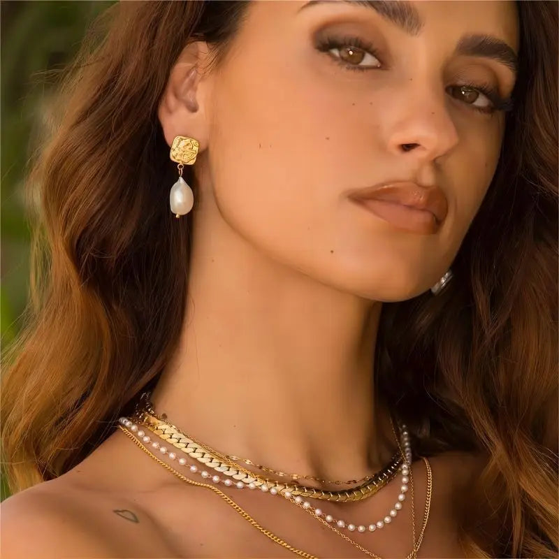 Square Freshwater Pearl Earrings My Store