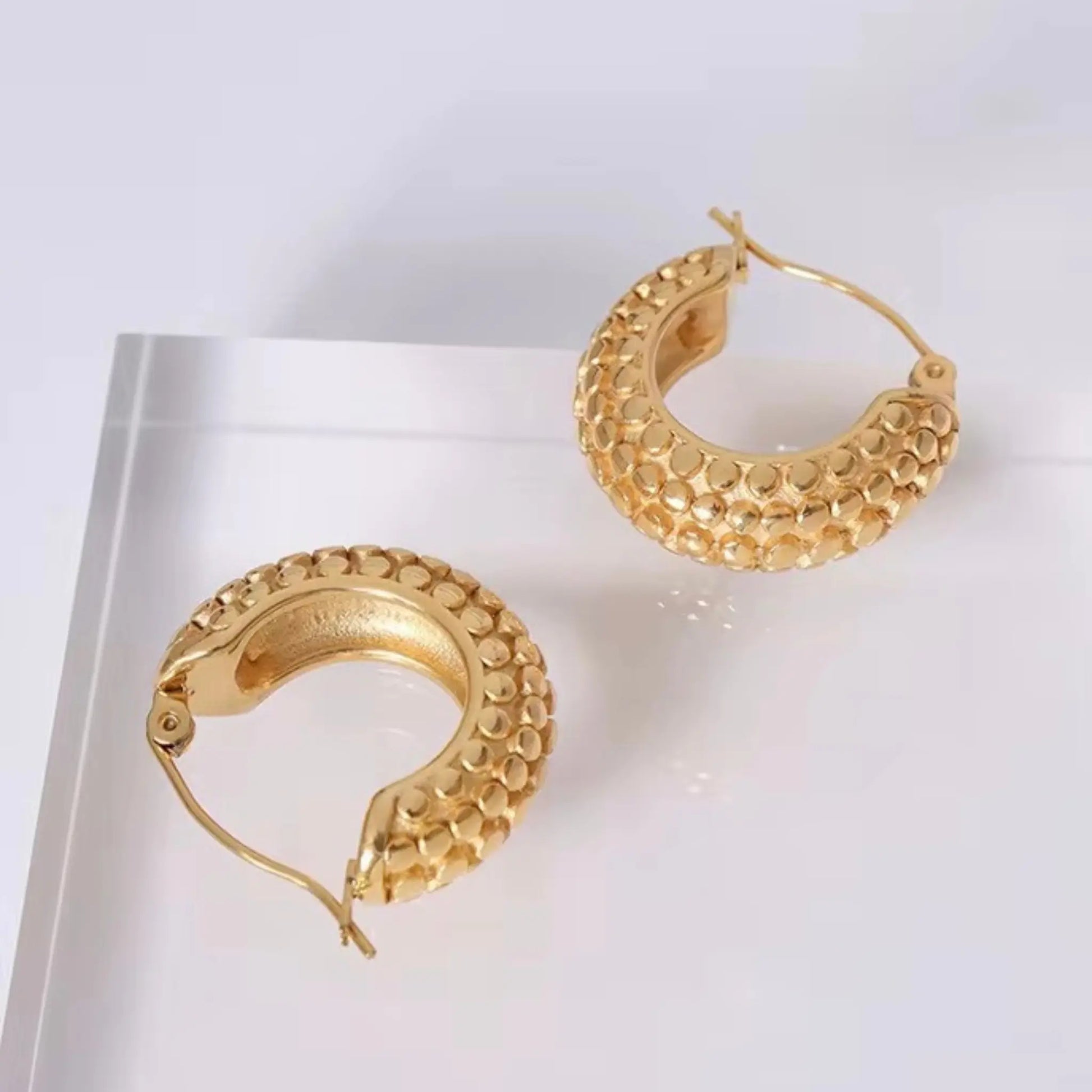 Classic Golden Granule Hoops Forever Luxe