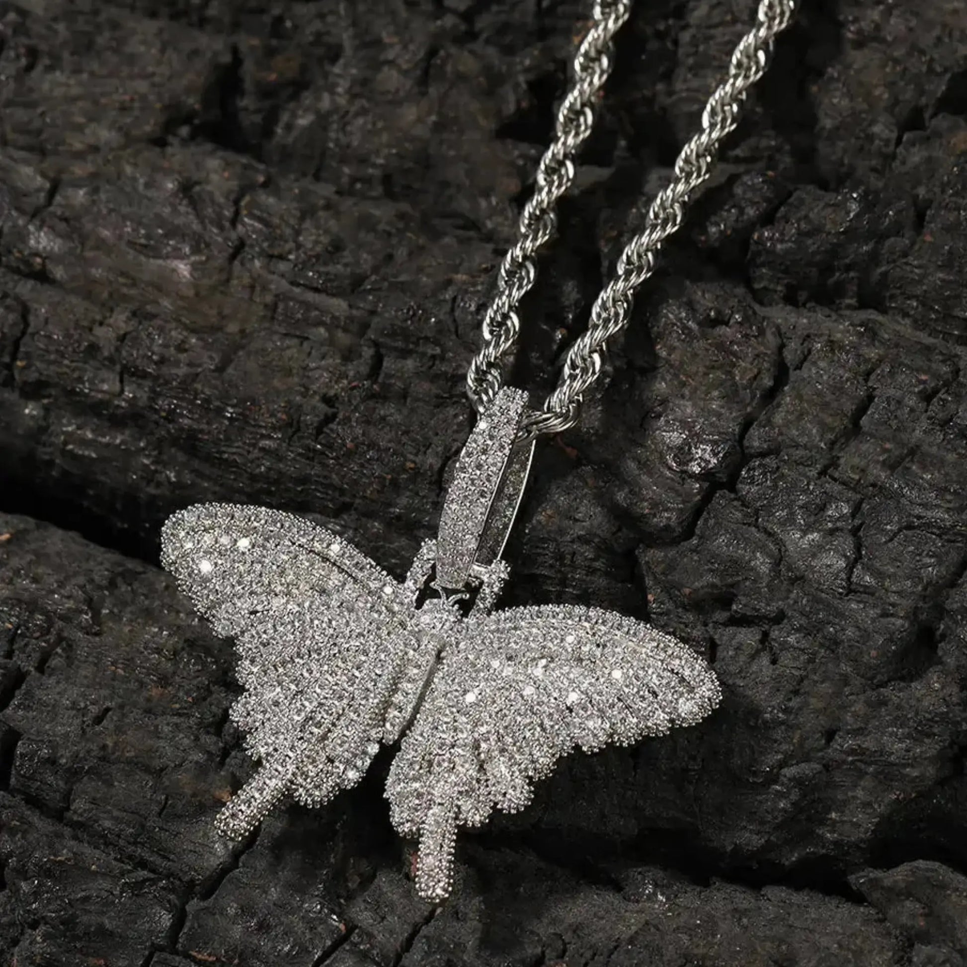 Gemstone Butterfly Crystal Pendant Necklace Forever Luxe
