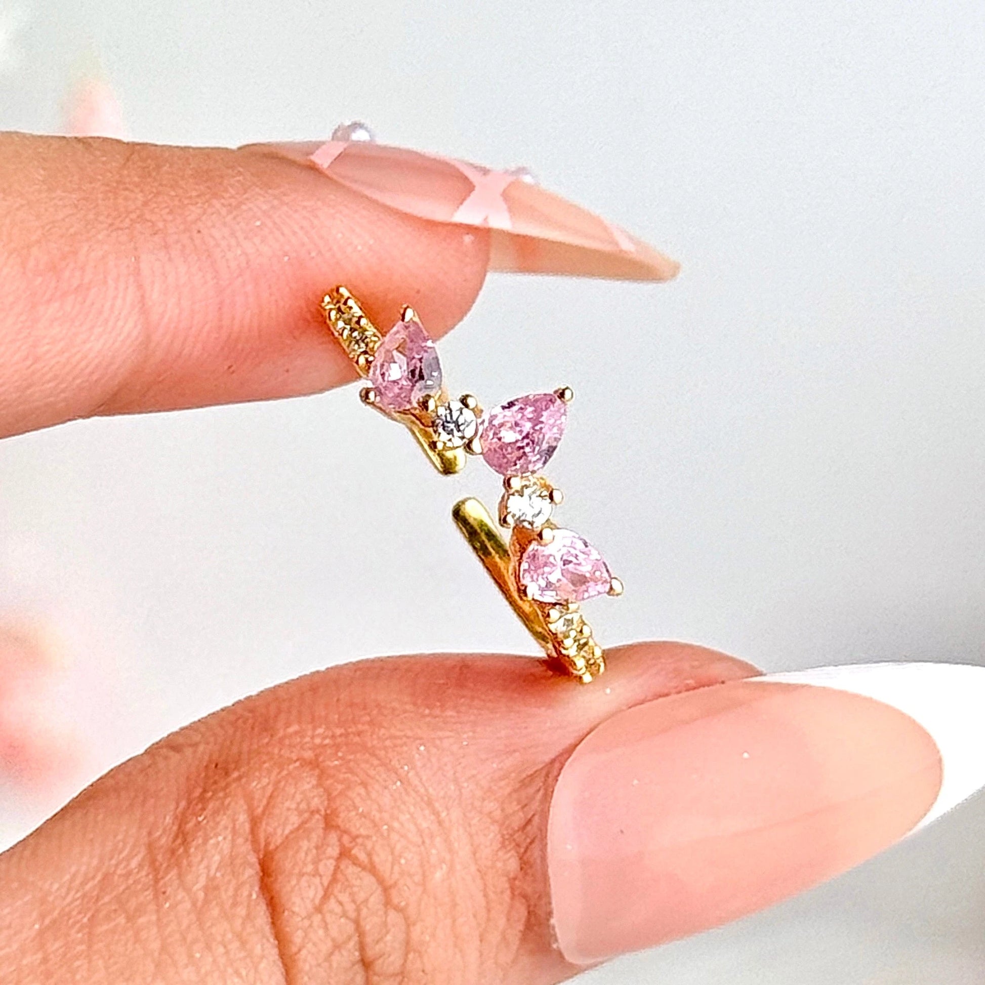 925 Sterling Silver Triple Flame Rose Ring- 18K Gold-Plated Adjustable Forever Luxe