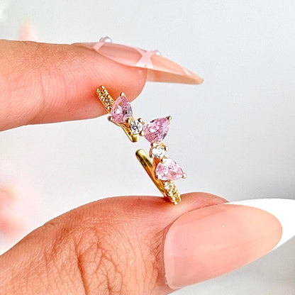 925 Sterling Silver Triple Flame Rose Ring- 18K Gold-Plated Adjustable Forever Luxe