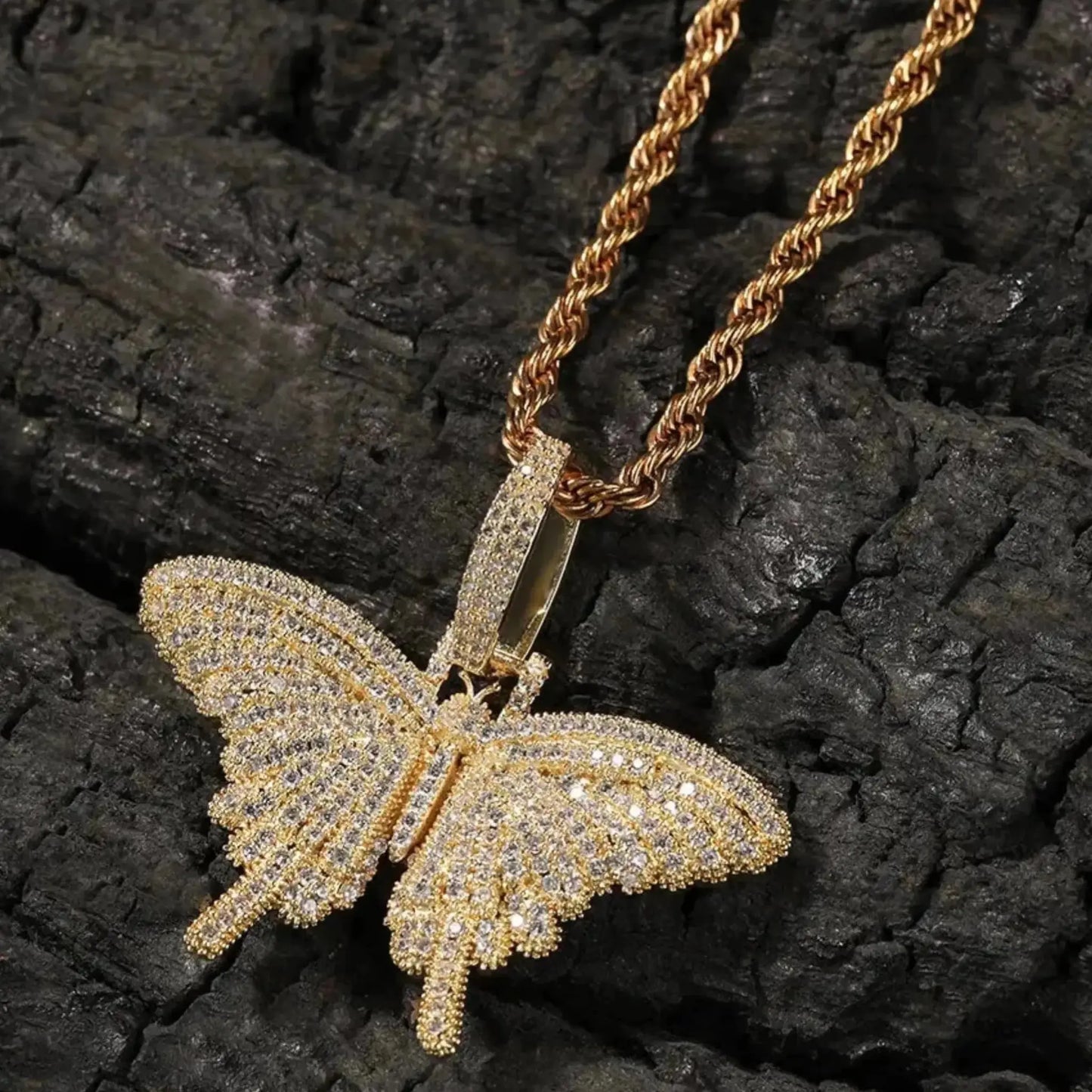 Gemstone Butterfly Crystal Pendant Necklace Forever Luxe