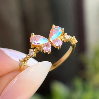 Dreamy Butterfly 925 Sterling Silver Ring 18K Gold Plated Promise Ring Forever Luxe