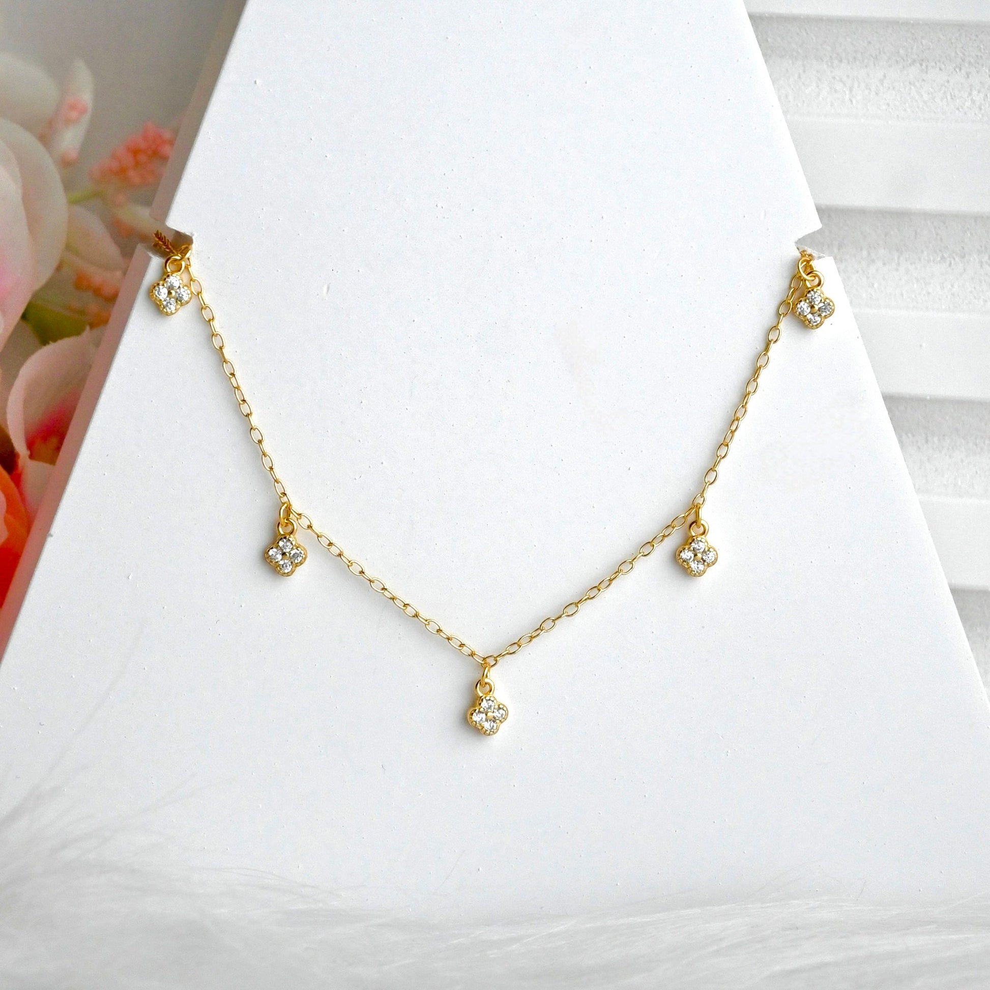 Delicate Clover Charm Necklace - 18K Gold-Plated Sterling Silver jewelry Forever Luxe
