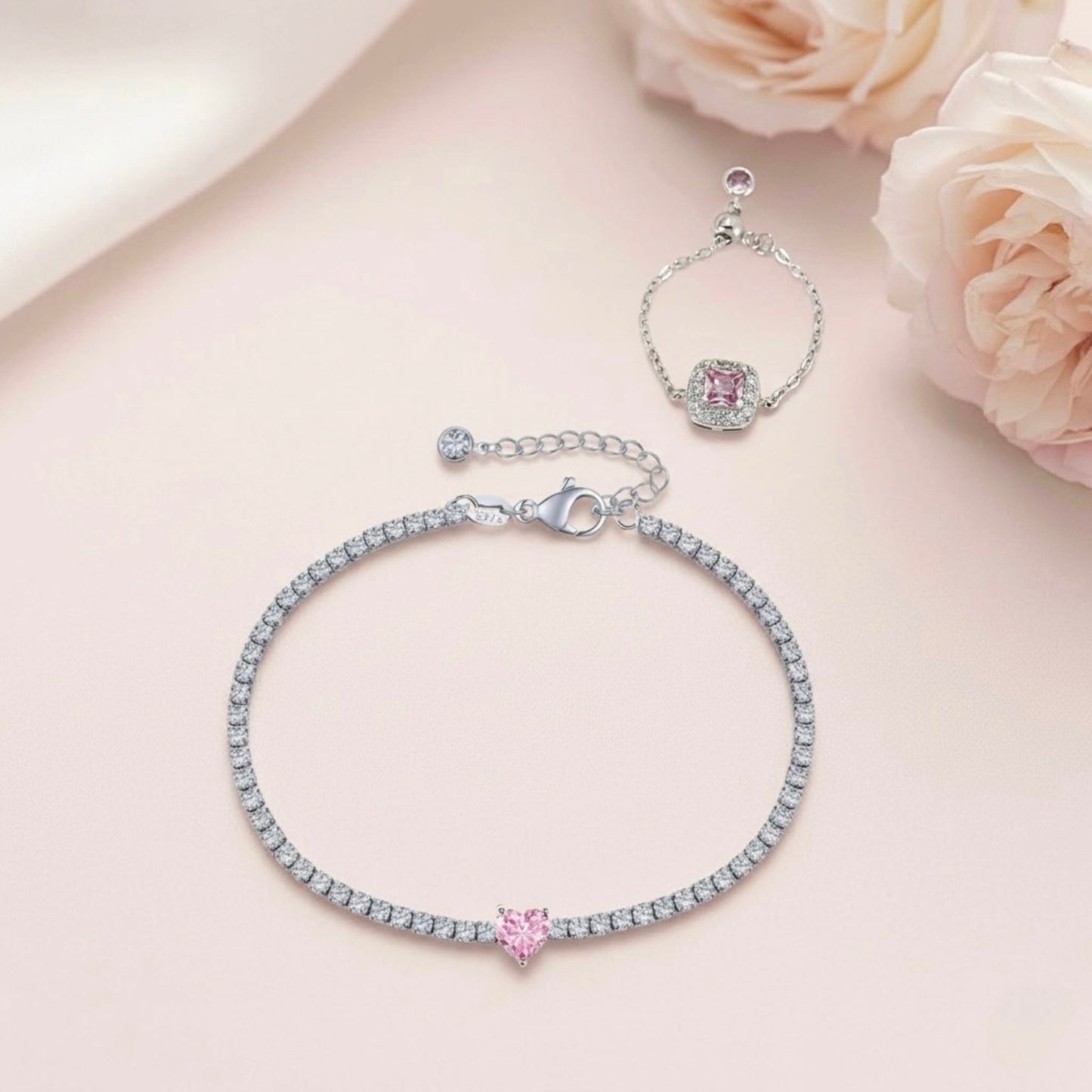 Eternal Pink Sparkle Bracelet and Ring Combo Set Forever Luxe