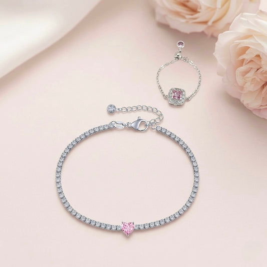 Eternal Pink Sparkle Bracelet and Ring Combo Set Forever Luxe