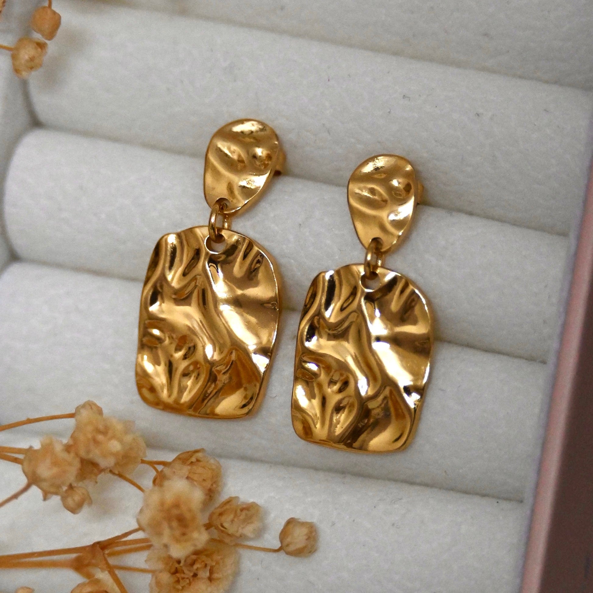 Hammered Gold Drop Earrings Forever Luxe