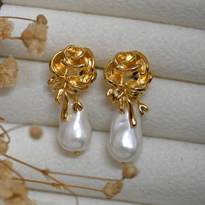 French Rose Baroque Drop Earrings Forever Luxe