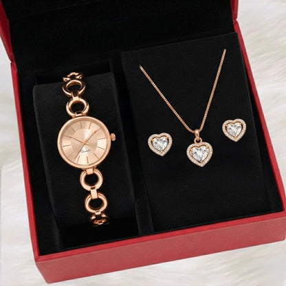 Rose Gold Heart Timepiece Set