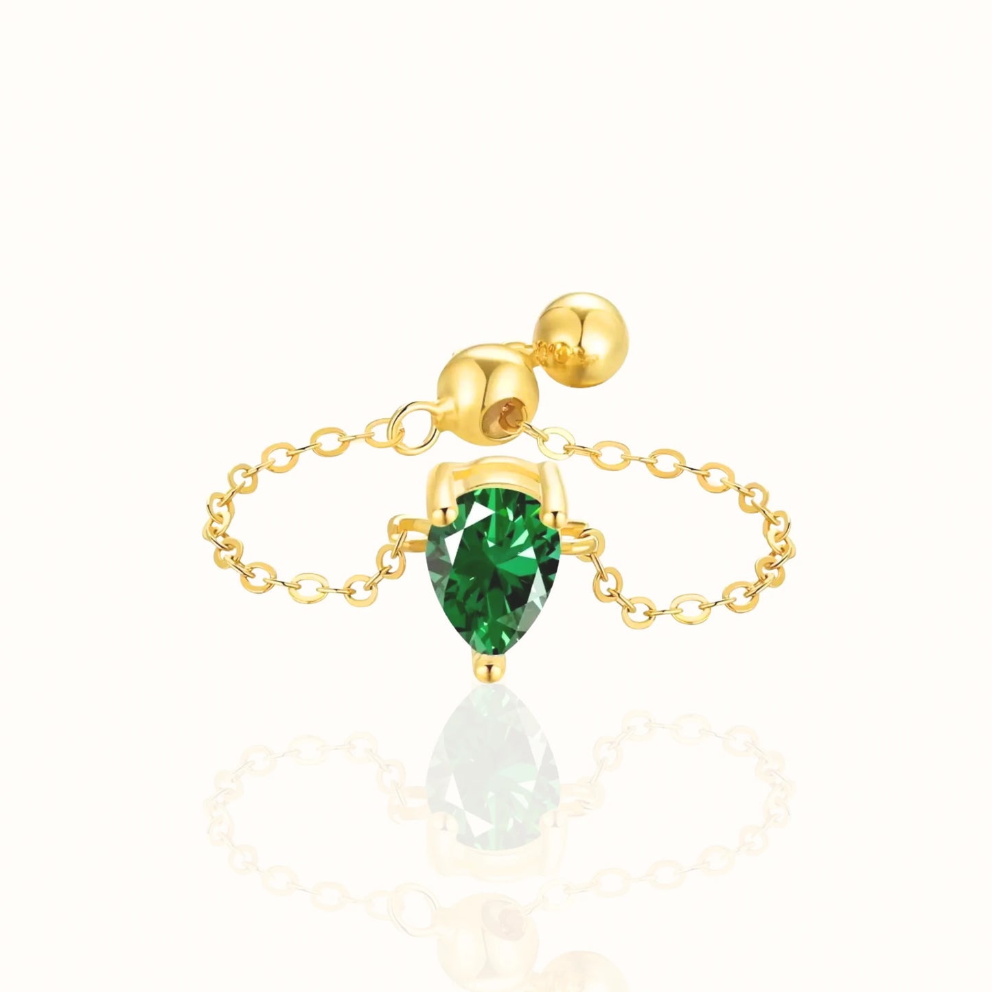 Enchanted Emerald Ivy Sterling silver Chain Ring Forever Luxe
