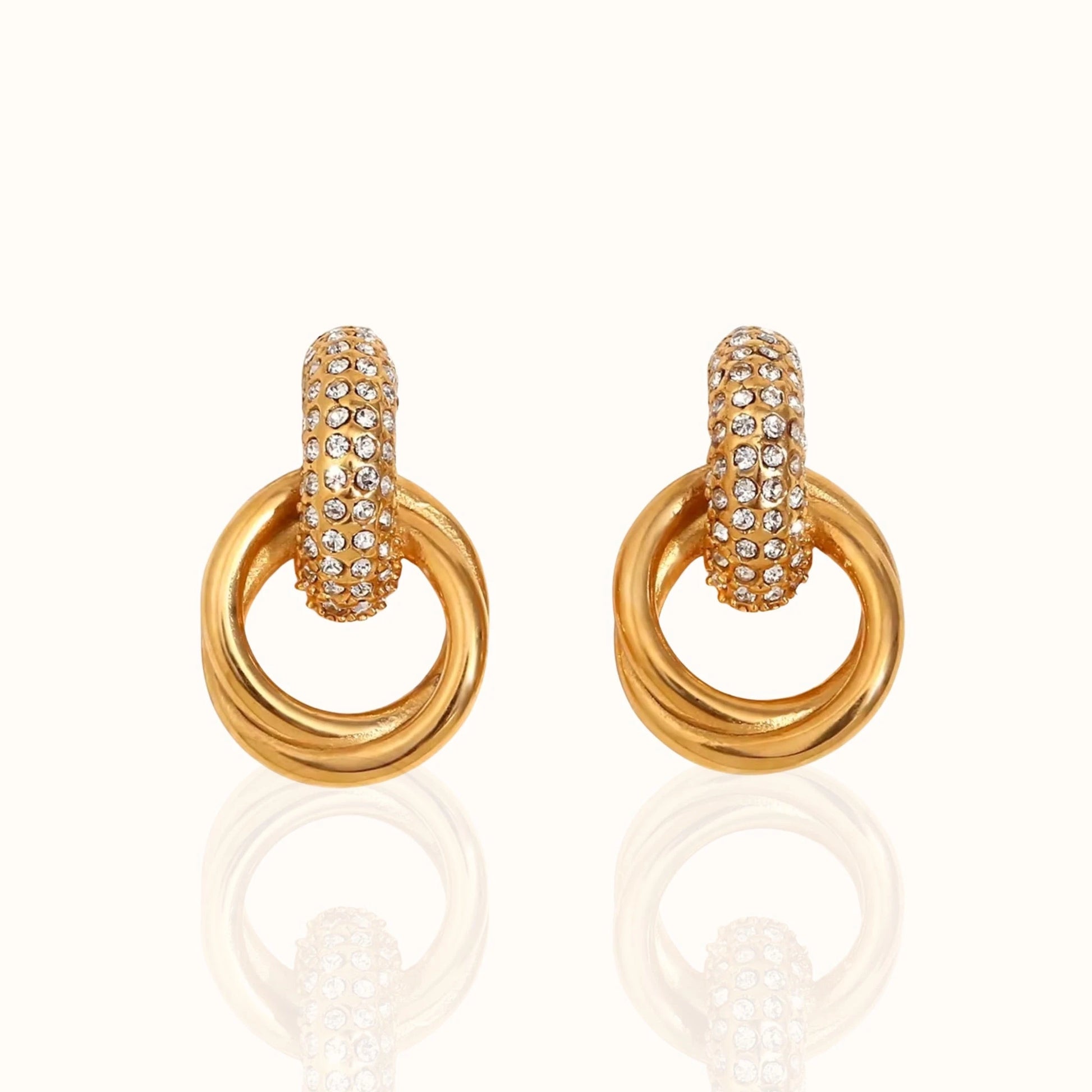 18k gold-plated Knot Crystal Stud Earrings - Forever Luxe