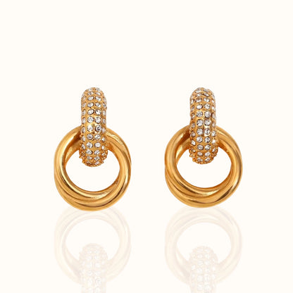 18k gold-plated Knot Crystal Stud Earrings - Forever Luxe