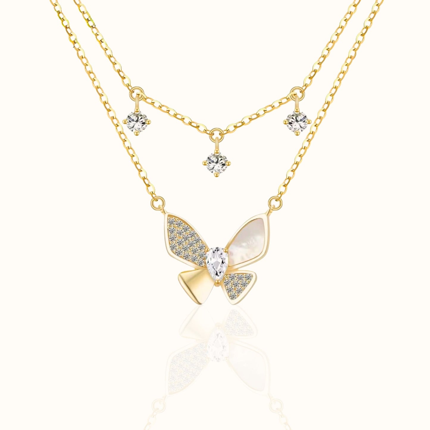 Celestial Radiance Flutter 18K Gold-Plated 925 Silver Necklace Forever Luxe