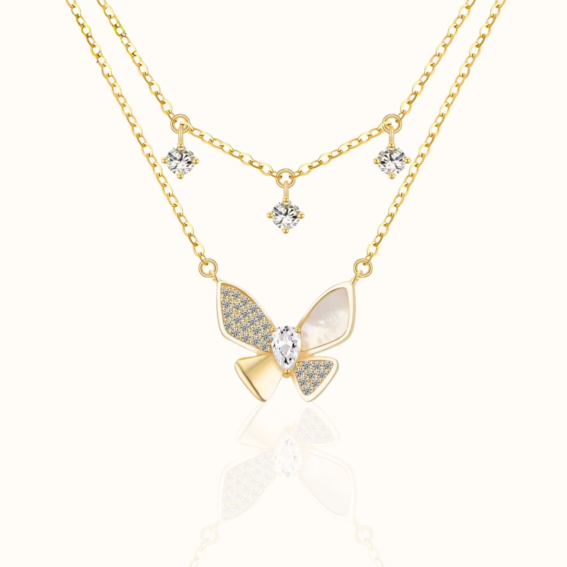Celestial Radiance Flutter 18K Gold-Plated 925 Silver Necklace Forever Luxe