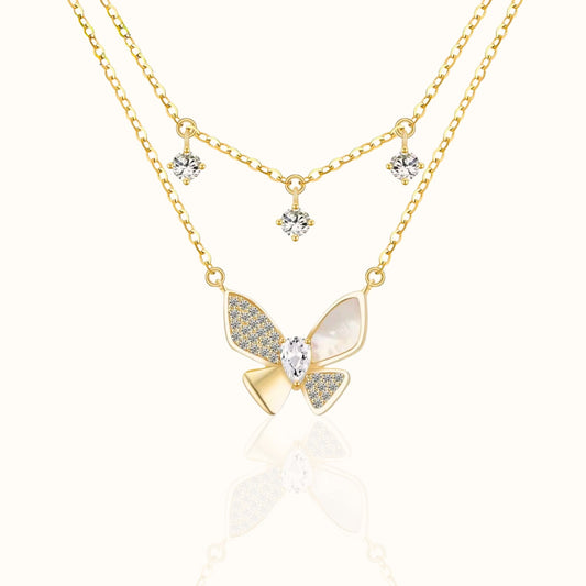 Celestial Radiance Flutter 18K Gold-Plated 925 Silver Necklace Forever Luxe