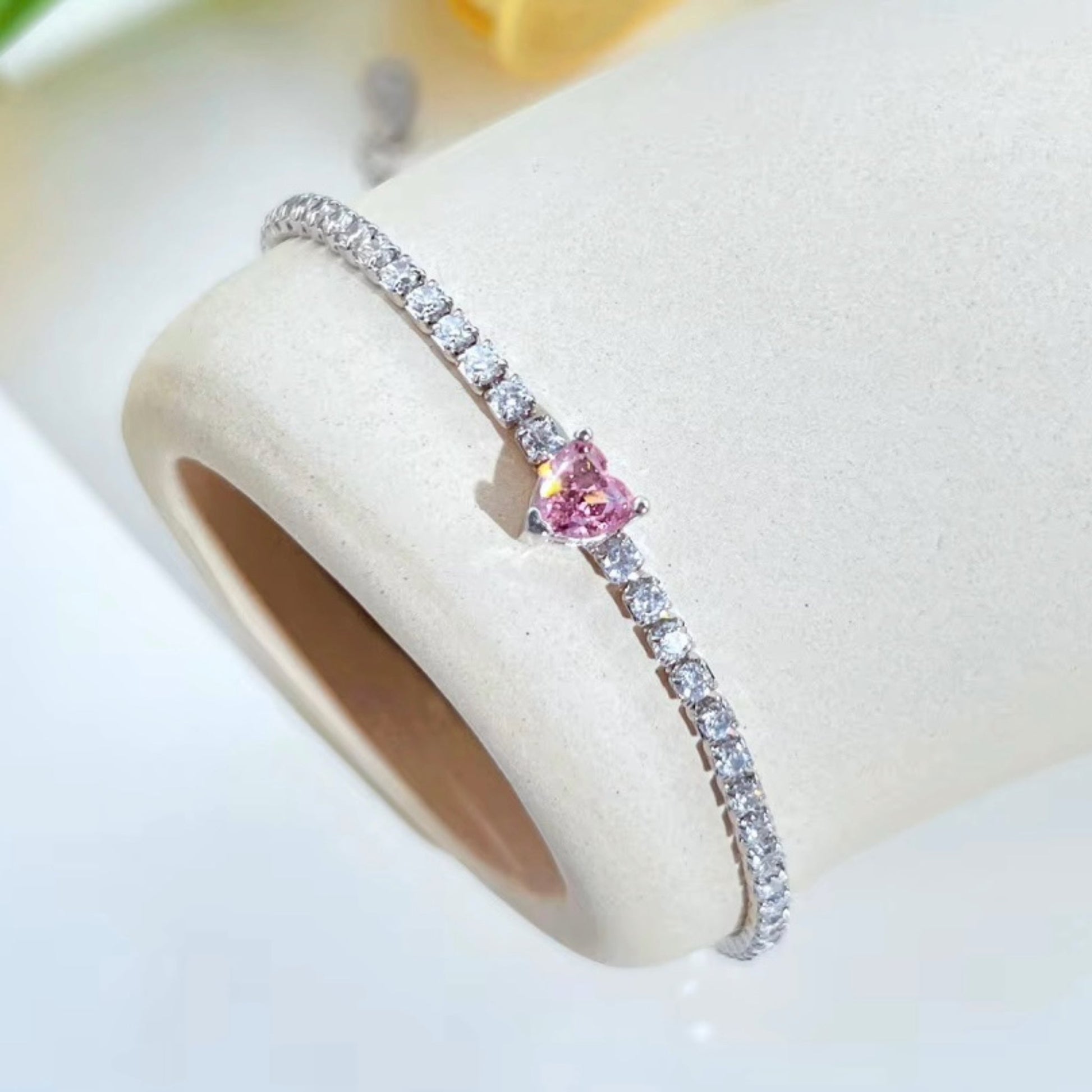 Pink Whisper S925 Sterling Silver Tennis Bracelet Forever Luxe