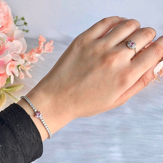 Eternal Pink Sparkle Bracelet and Ring Combo Set Forever Luxe