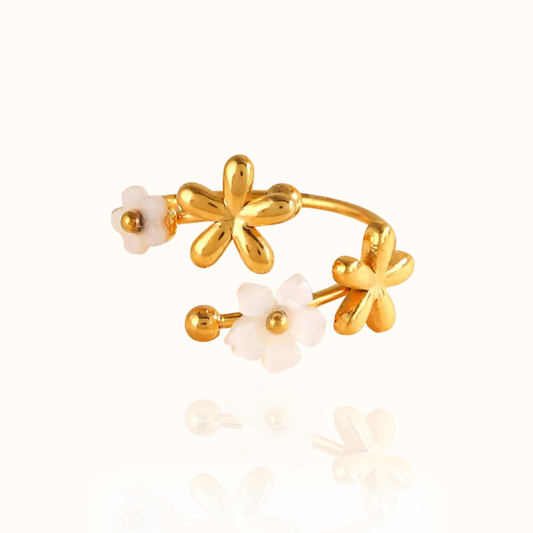 Blossom Kiss 18K Gold-Plated Adjustable Ring Forever Luxe