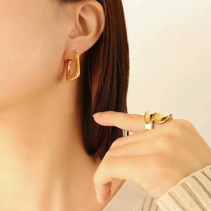 Grooved Square Hoops Forever Luxe