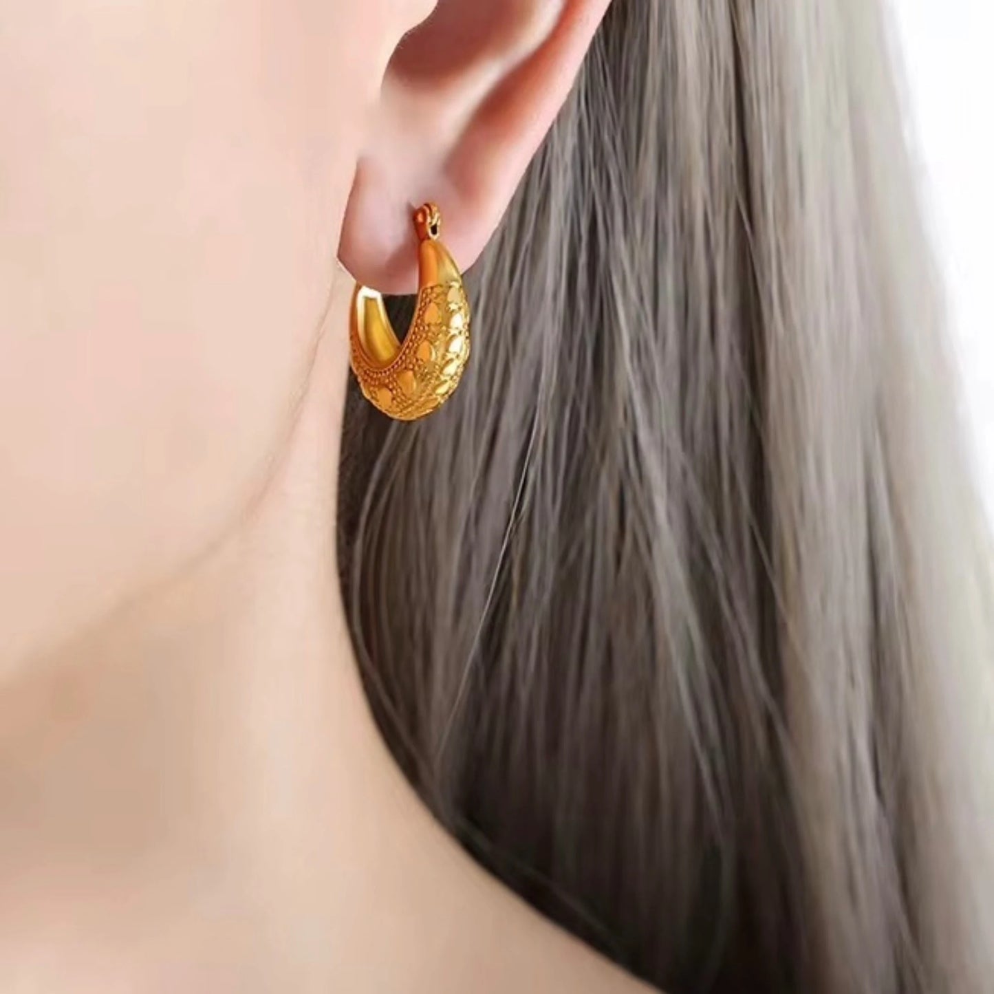 Heart-Stitched Crescent Hoops Forever Luxe