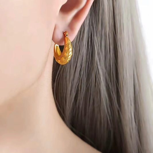 Heart-Stitched Crescent Hoops Forever Luxe