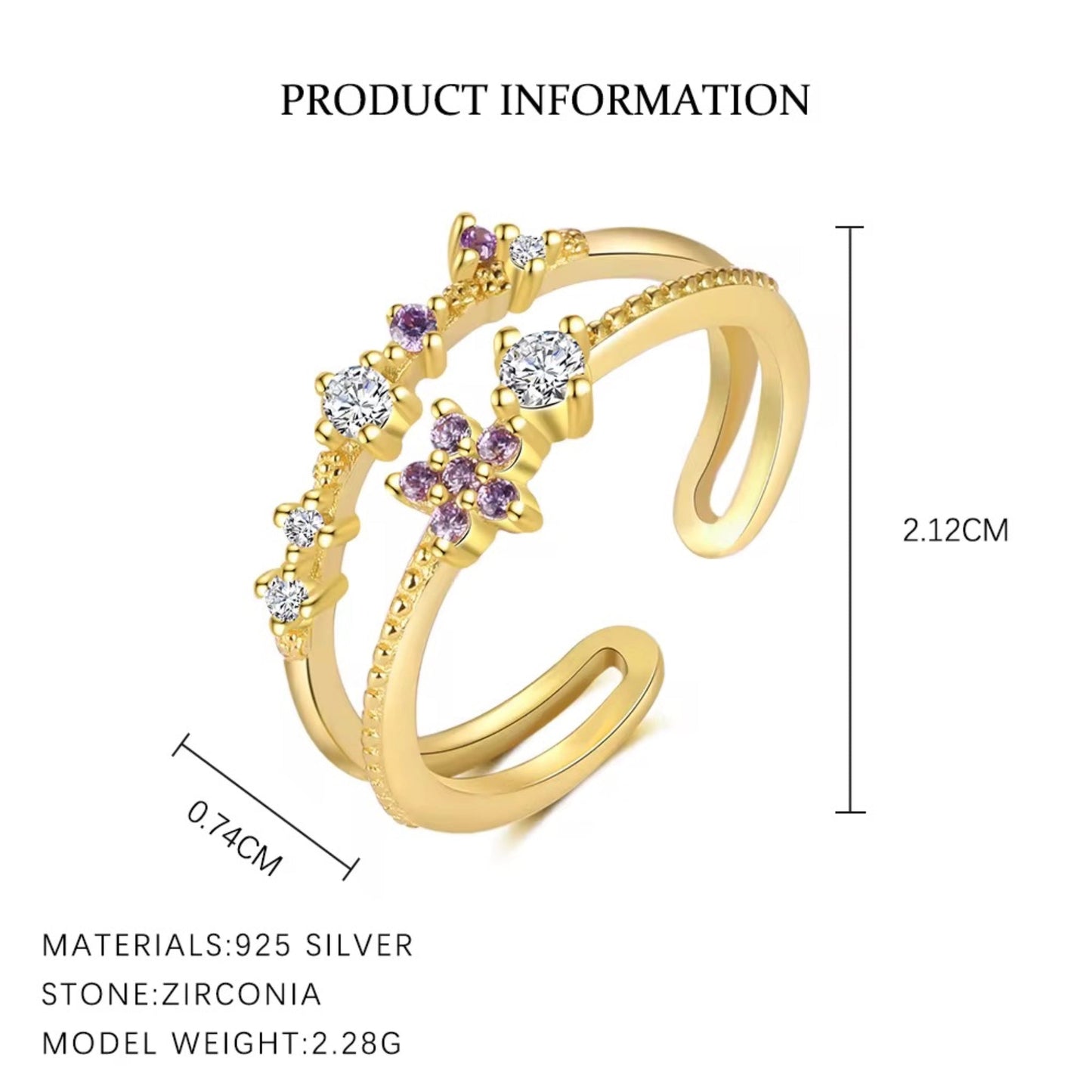 Starlit flowers S925 Sterling Silver Ring Forever Luxe