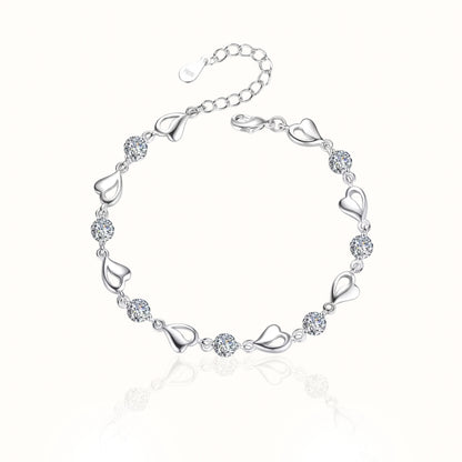 Dewdrop Heart White Diamond 925 Sterling Silver Bracelet Forever Luxe