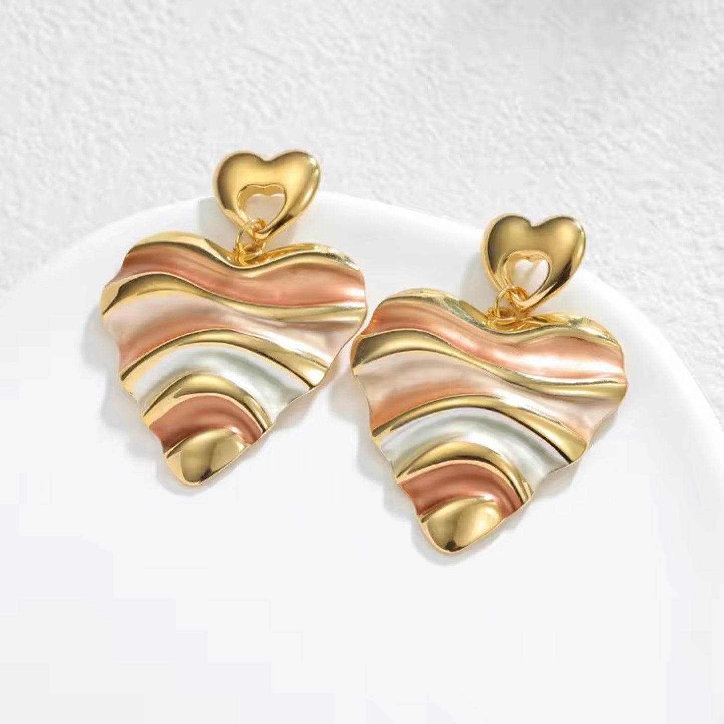 Caramel Swirl Hearts Earrings