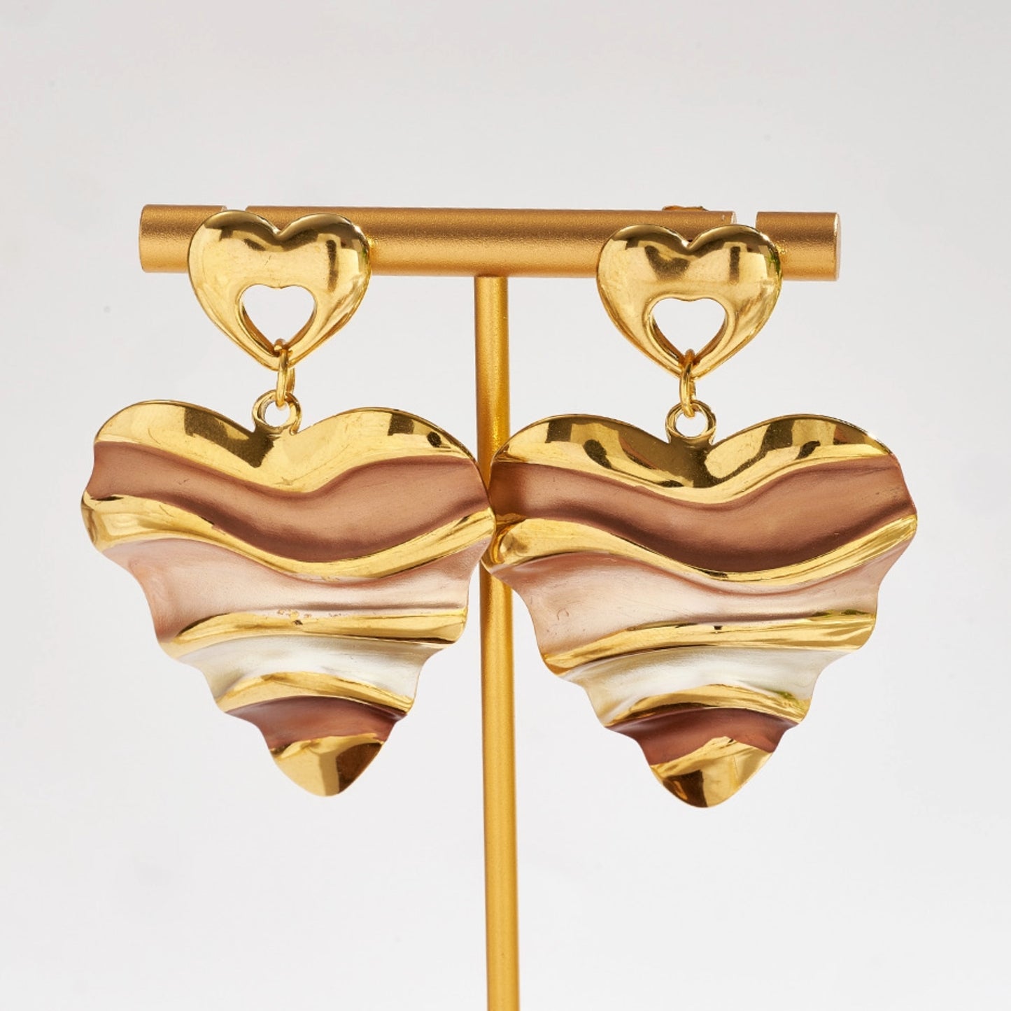 Caramel Swirl Hearts Earrings