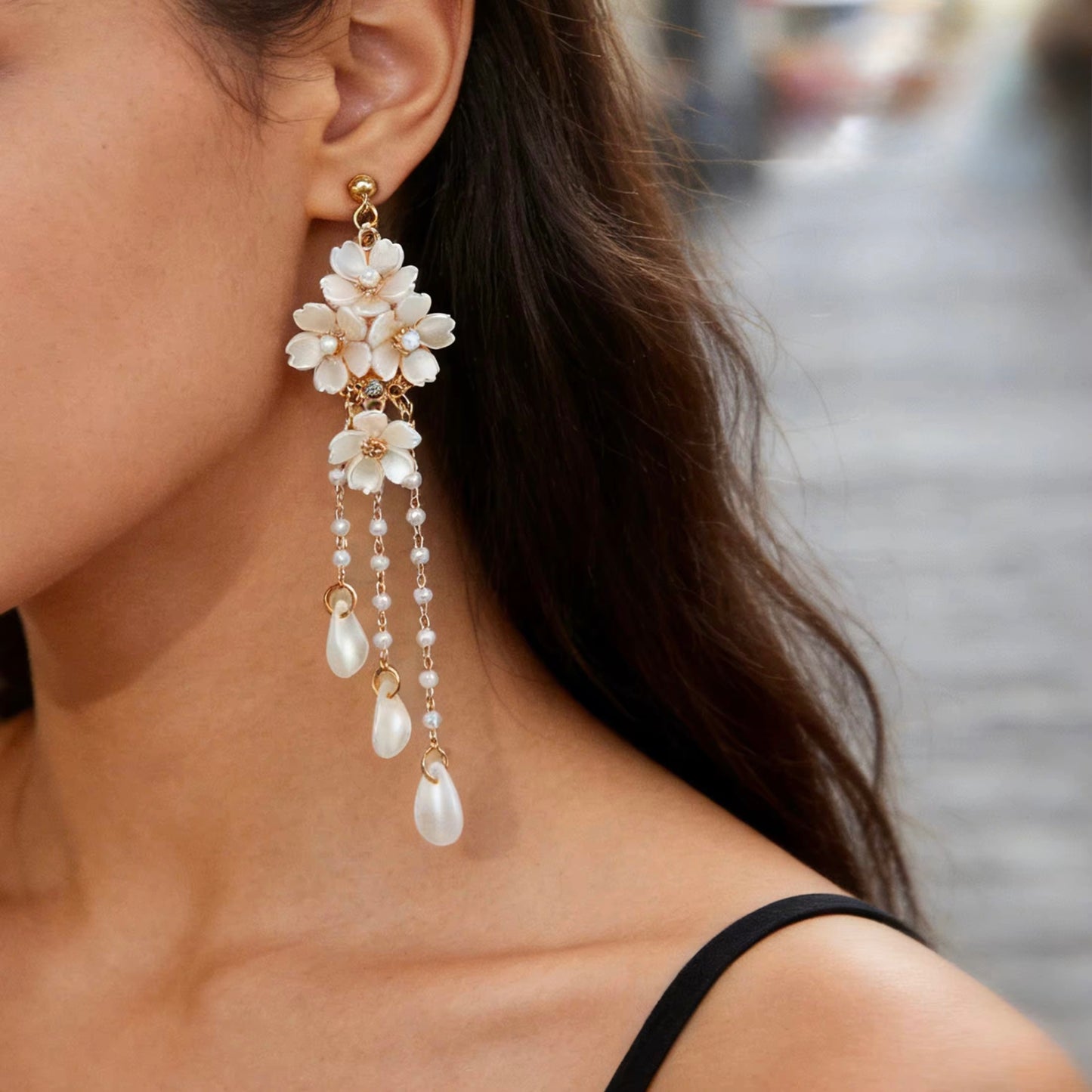 Petal Drip Tassel Earrings