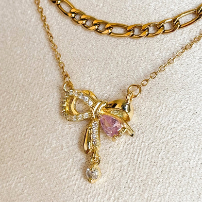 Amora Bow Anti-tarnish 18K Gold-Plated Pendant Necklace Forever Luxe