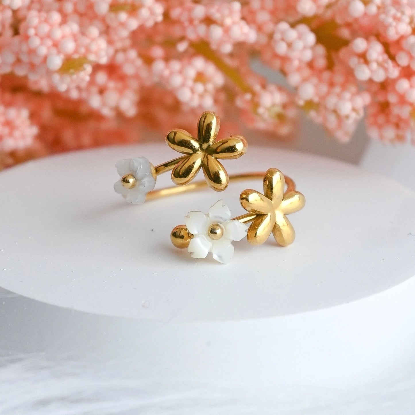 Blossom Kiss 18K Gold-Plated Adjustable Ring Forever Luxe