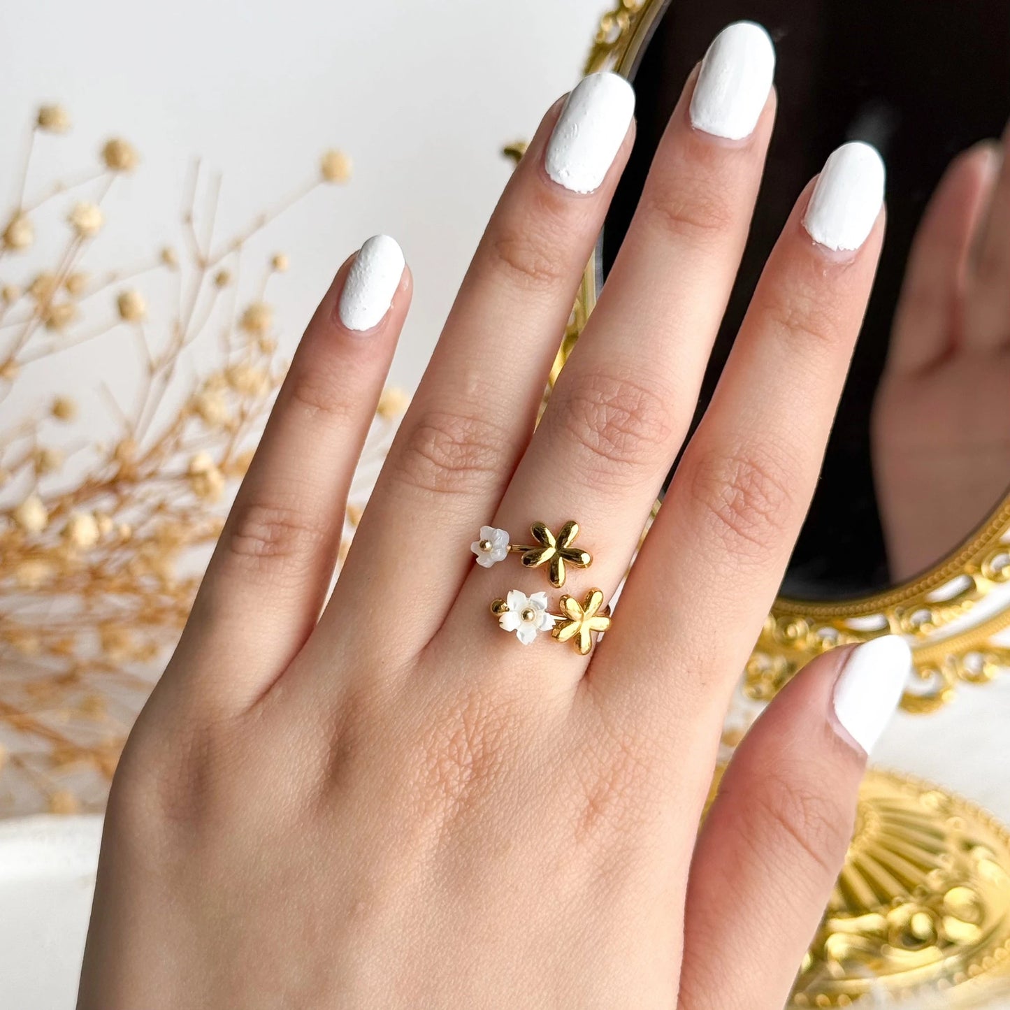 Blossom Kiss 18K Gold-Plated Adjustable Ring Forever Luxe