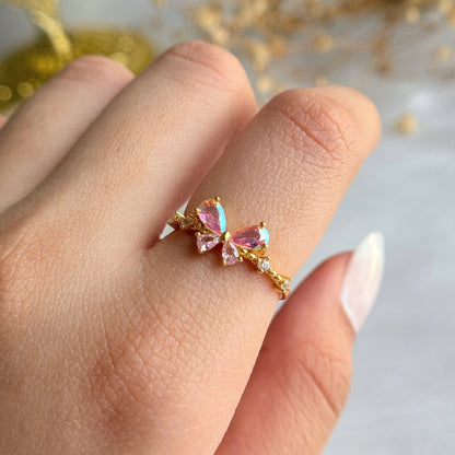 Dreamy Butterfly 925 Sterling Silver Ring 18K Gold Plated Promise Ring Forever Luxe