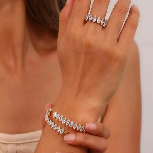 Crystal Tide Tennis 18K Gold-Plated CZ Bracelet Forever Luxe