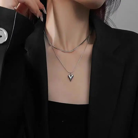 Double Layers Heart Twin Necklace Forever Luxe